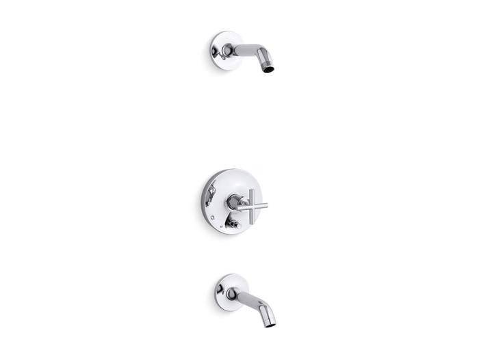 Kohler - Purist Rite-Temp Bath And Shower Trim Kit With Push-Button Diverter And Cross Handle