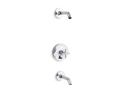 Kohler - Purist Rite-Temp Bath And Shower Trim Kit With Push-Button Diverter And Cross Handle