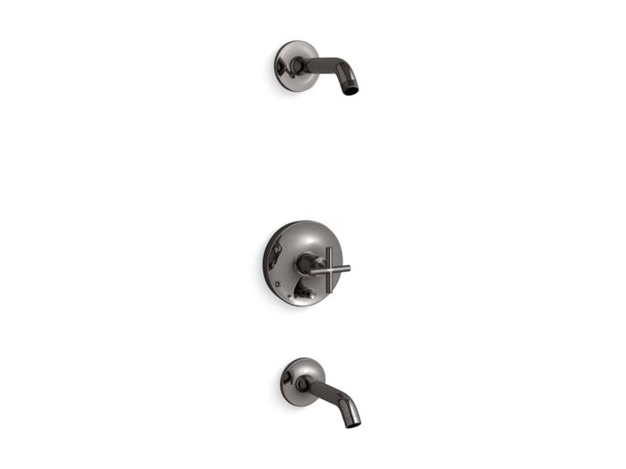 Kohler - Purist Rite-Temp Bath And Shower Trim Kit With Push-Button Diverter And Cross Handle
