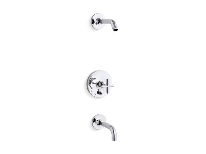 Kohler - Purist Rite-Temp Bath And Shower Trim Kit With Push-Button Diverter And Cross Handle