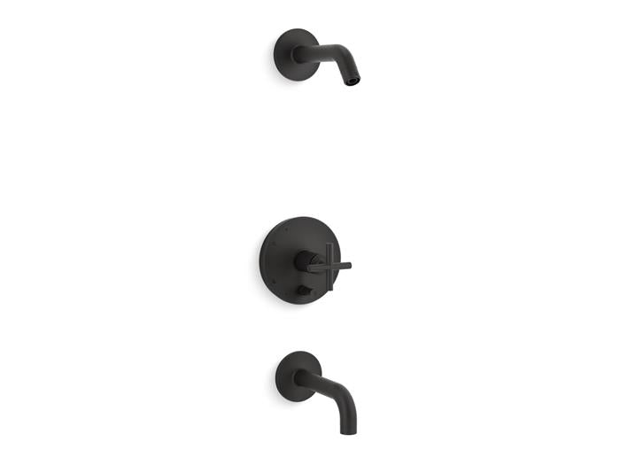 Kohler - Purist Rite-Temp Bath And Shower Trim Kit With Push-Button Diverter And Cross Handle