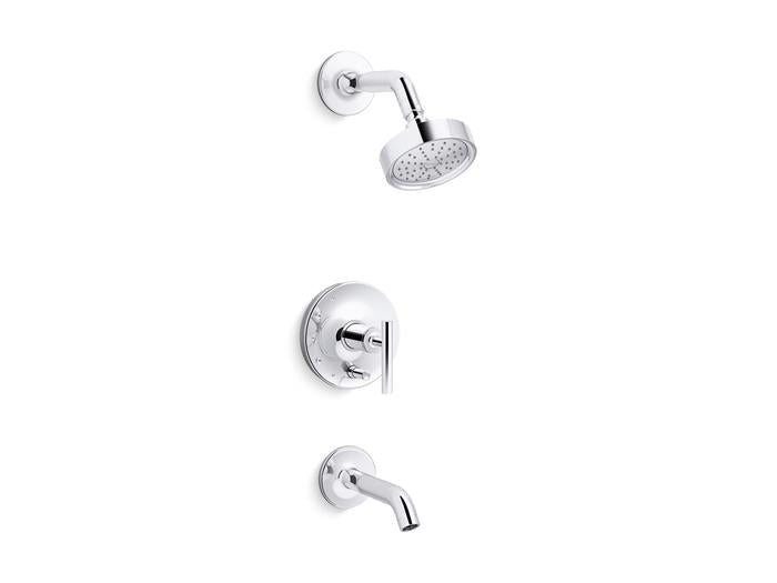 Kohler - Purist Rite-Temp Bath And Shower Trim Kit With Push-Button Diverter And Lever Handle, 1.75 Gpm