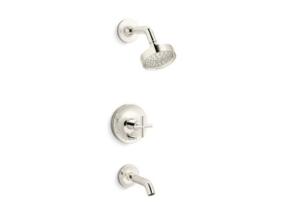Kohler - Purist Rite-Temp Bath And Shower Trim Kit With Push-Button Diverter And Cross Handle, 1.75 Gpm
