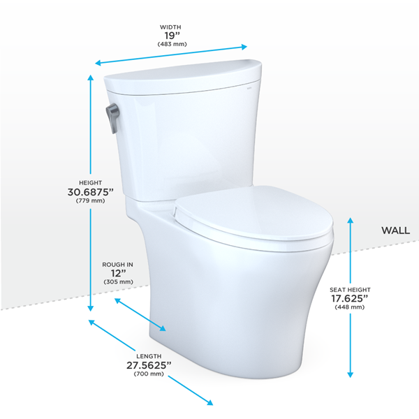 Toto - Aquia IV Arc Two-Piece Elongated Dual Flush 1.28 And 0.9 Gpf Toilet With Cefiontect, Washlet+ Ready