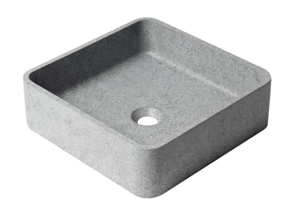 Alfi - 16 Inch Solid Concrete Chiseled Style Square Above Mount Vessel Sink