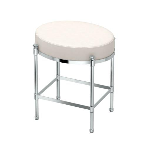 Gatco - Oval White Leather Vanity Stool