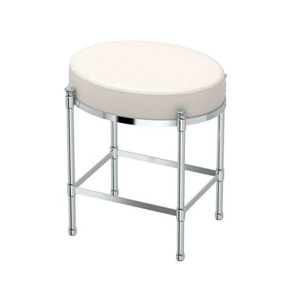Gatco - Oval White Leather Vanity Stool