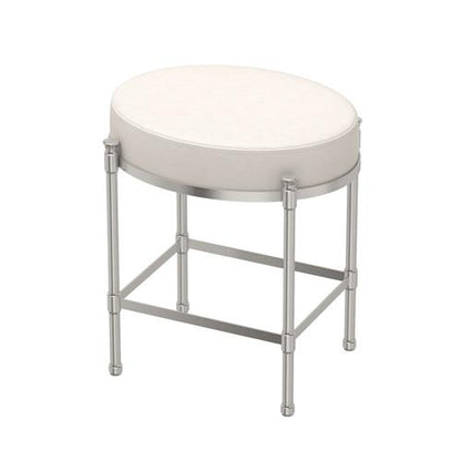 Gatco - Oval White Leather Vanity Stool