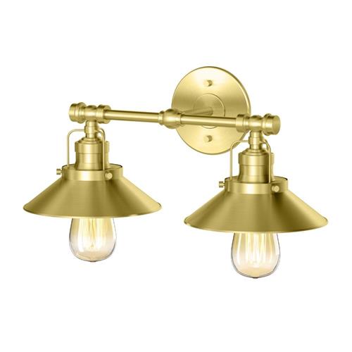 Gatco - Modern Farmhouse Metal Double Sconce, Brushed Brass