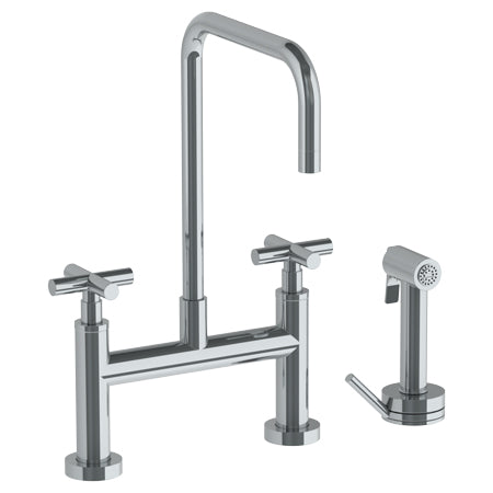 Watermark - Loft 2.0 Deck Mounted Bridge Square Top Kitchen Faucet With Independent Side Spray