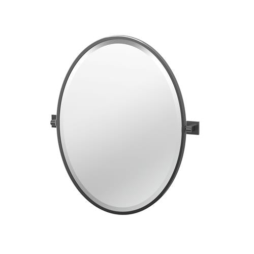 Gatco - Elevate 27.5 Inch H Framed Oval Mirror, Matte Black