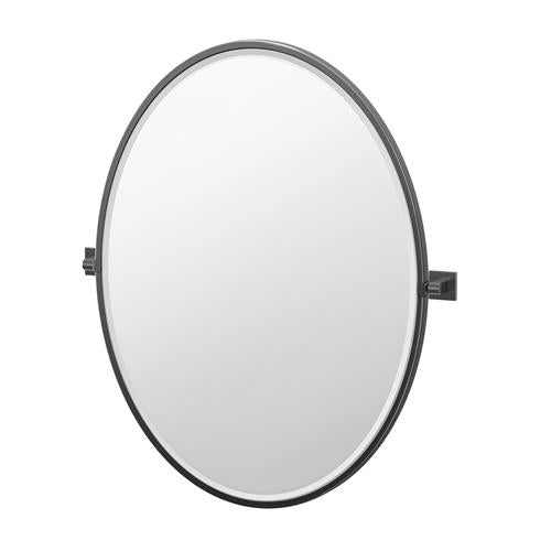 Gatco - Elevate 33 Inch H Framed Oval Mirror, Matte Black