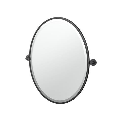 Gatco - Reveal 27.5 Inch H Framed Oval Mirror, Matte Black