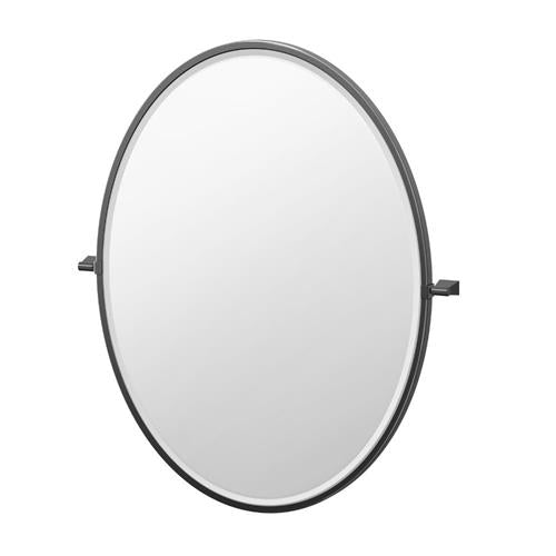 Gatco - Bleu 33 Inch H Framed Oval Mirror, Matte Black