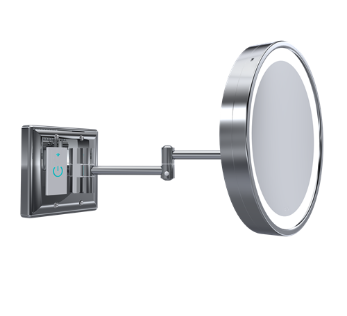 Baci by Remcraft - Senior round smart mirror with double swing arm 5X