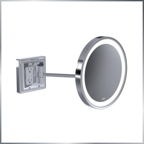 Baci by Remcraft - Senior round wall mirror with GFCI outlet 5X