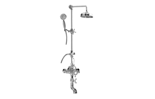 Graff - Adley Exposed Thermostatic Tub and Shower System - w/Metal Handshower Handle