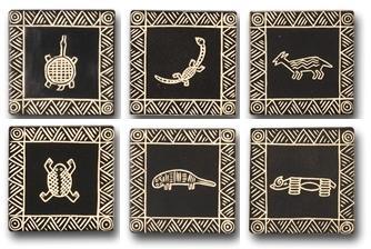 Ceramic Tile Trends - Congo (Set of 6) Black / Brown