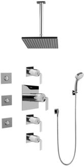Graff - Contemporary Square Thermostatic Set w/Body Sprays & Handshower ( Trim Only)
