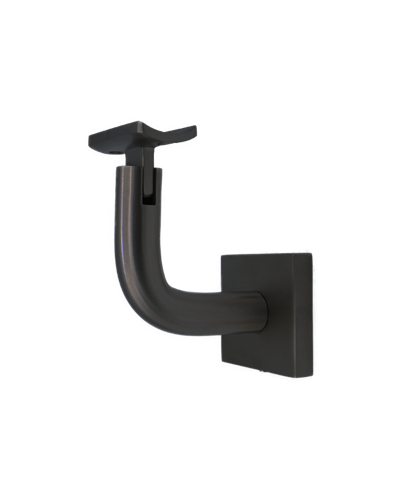 Linnea - 3-3/16 Inch Projection Glass Mount Hand Rail Bracket with Curve Clamp and Square Rose