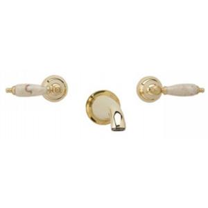 Phylrich - Carrara Wall Tub Set, Beige Marble Lever Handles - Trim Only