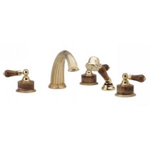 Phylrich - Regent Deck Mounted Tub Set W/Hand Shower, Brown Onyx Handle - Trim Only
