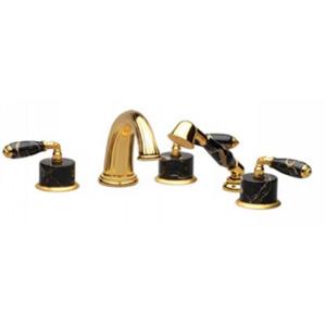Phylrich - Valencia Deck Mounted Tub Set W/Hand Shower Black Marble Lever Handles - Trim Only