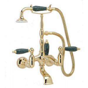 Phylrich - Old Tyme Wall Mounted Exposed Tub & Shower Set, Green Marble Lever Handles