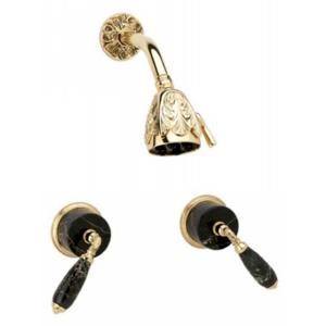 Phylrich - Valencia Two Handle Shower Set Black Marble Lever Handles - Trim Only