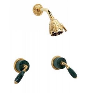 Phylrich - Valencia Two Handle Shower Set Green Marble Lever Handles - Trim Only
