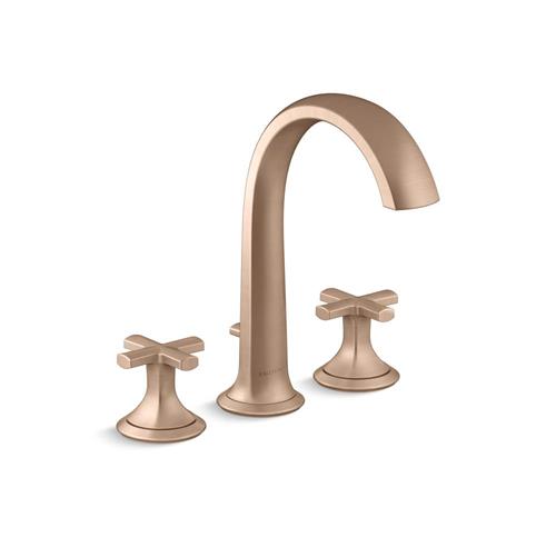 Kallista - Script Deck-Mount Bath Faucet W/ Diverter, Arch Spout, Cross Handles