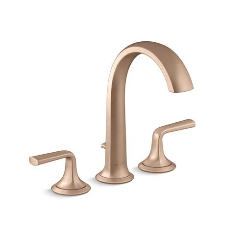 Kallista - Script Deck-Mount Bath Faucet W/ Diverter, Arch Spout, Lever Handles