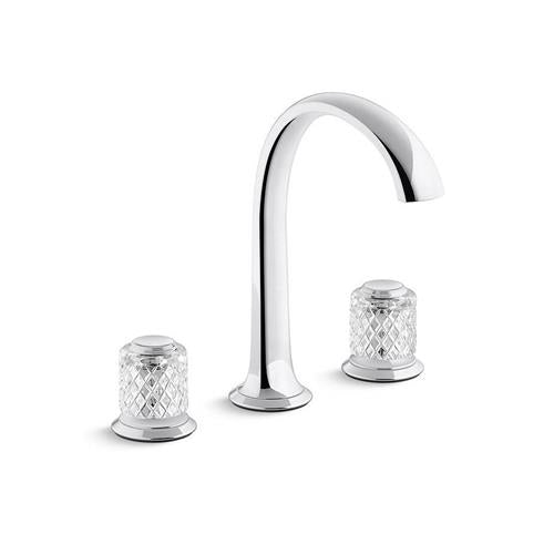 Kallista - Script Decorative Sink Faucet, Arch Spout, Saint-Louis Clear Crystal Knob Handles