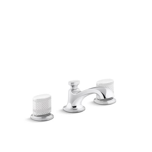 Kallista - Script Decorative Sink Faucet, Low Spout, White Porcelain Knob Handles