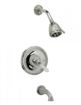 Phylrich - Mirabella Pressure Balance  T/S  Plate & Handle Trim Only - Frosted Crystal Handles