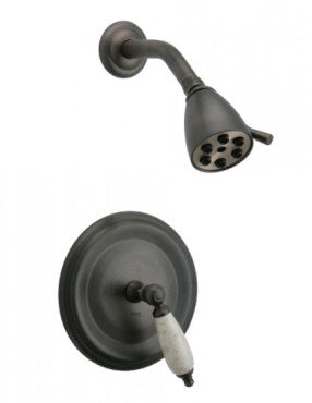 Phylrich - Carrara Pressure Balance Shower Plate & Handle Trim Only - Black Marble Lever Handles