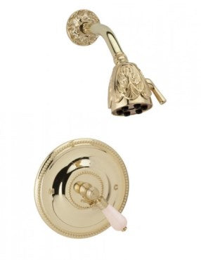 Phylrich - Versailles Pressure Balance Shower Plate & Handle Trim Only - Pink Onyx Handle