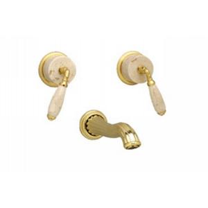 Phylrich - Valencia Beige Marble Lever Handles, Wall Mounted Lavatory Faucet - Trim Only