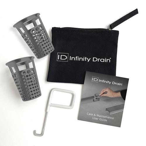Infinity Drain - Hair Maintenance Kit. Includes AKEY Lift-out key & (2) HB 65 Hair Basket in black.