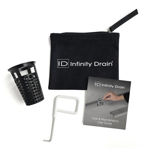 Infinity Drain - Hair Maintenance Kit. Includes DKEY Lift-out key, and HB 65B Hair Basket in black.