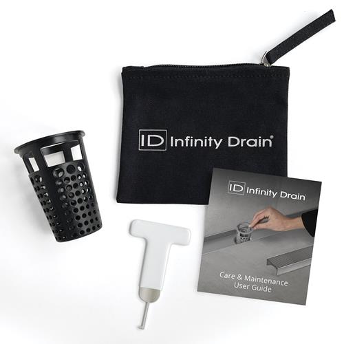 Infinity Drain - Hair Maintenance Kit. Includes WKEY Lift-out key, and HB 65B Hair Basket in black.