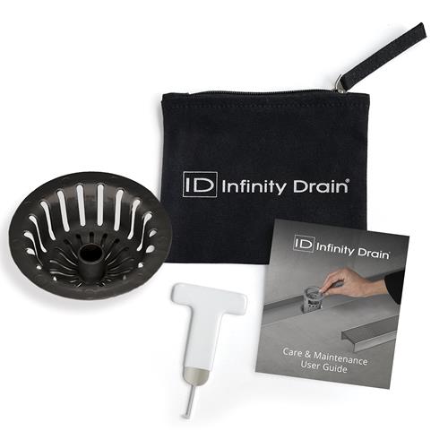 Infinity Drain - Hair Maintenance Kit. Includes WKEY Lift-out key & HS 4B Hair Strainer in black.