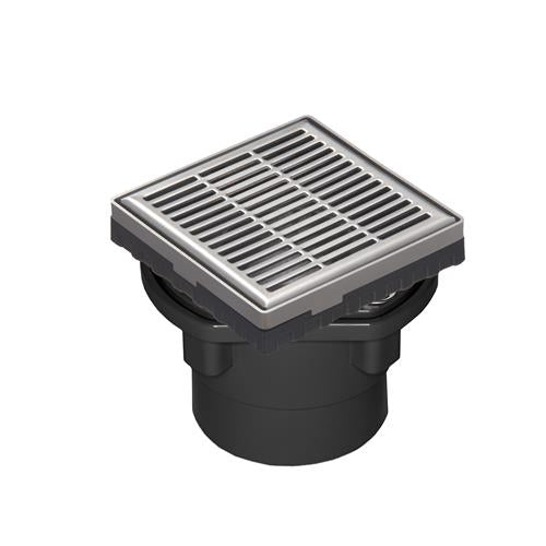 Infinity Drain - 4 x 4 Inch LND 4 Slotted Pattern Complete Kit with ABS Drain Body, 2 Inch Outlet
