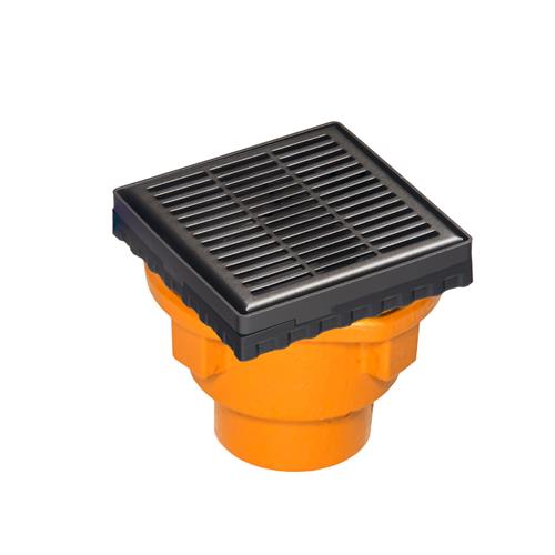 Infinity Drain - 4 x 4 Inch LND 4 Slotted Pattern Complete Kit with Cast Iron Drain Body