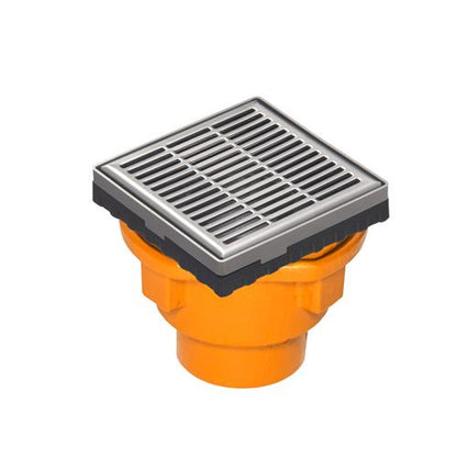 Infinity Drain - 4 x 4 Inch LND 4 Slotted Pattern Complete Kit with Cast Iron Drain Body