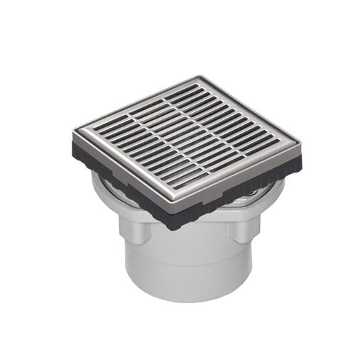 Infinity Drain - 4 x 4 Inch LND 4 Slotted Pattern Complete Kit with PVC Drain Body, 2 Inch Outlet