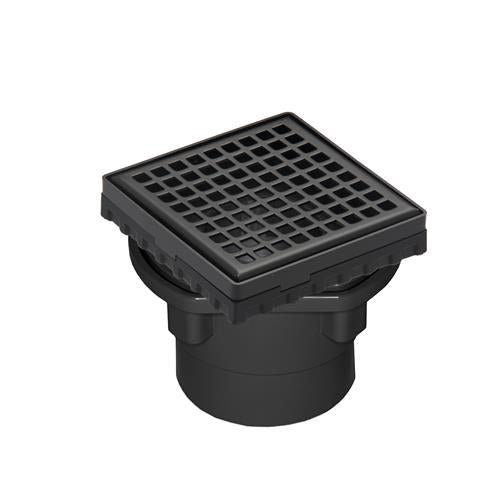 Infinity Drain - 4 x 4 Inch LQD 4 Squares Pattern Complete Kit with ABS Drain Body, 2 Inch Outlet