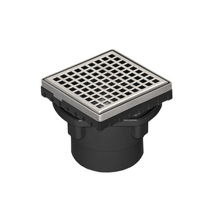 Infinity Drain - 4 x 4 Inch LQD 4 Squares Pattern Complete Kit with ABS Drain Body, 2 Inch Outlet