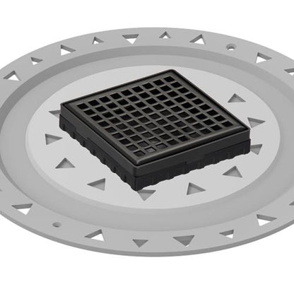 Infinity Drain - 4 x 4 Inch LQD 4 Squares Pattern Complete Kit with PVC Bonded Flange