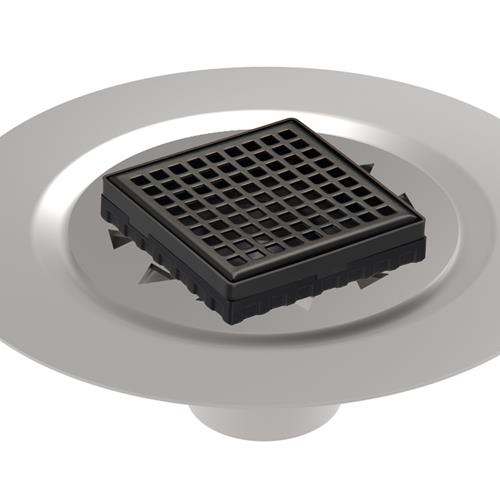Infinity Drain - 4 x 4 Inch LQD 4 Squares Pattern Complete Kit with Stainless Steel Bonded Flange